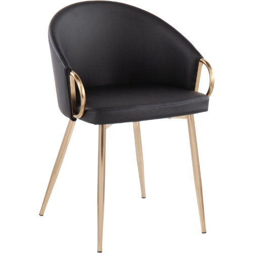 Claire Dining Chair in Black Leatherette & Gold Metal